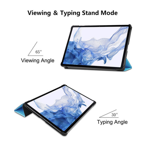 ENKAY HAT PRINCE for Samsung Galaxy Tab S8 11-inch Wi-Fi SM-X700/SM-X706 Scratch-resistant Auto Wake/Sleep Function Tri-fold Stand PU Leather + PC Tablet Case Cover