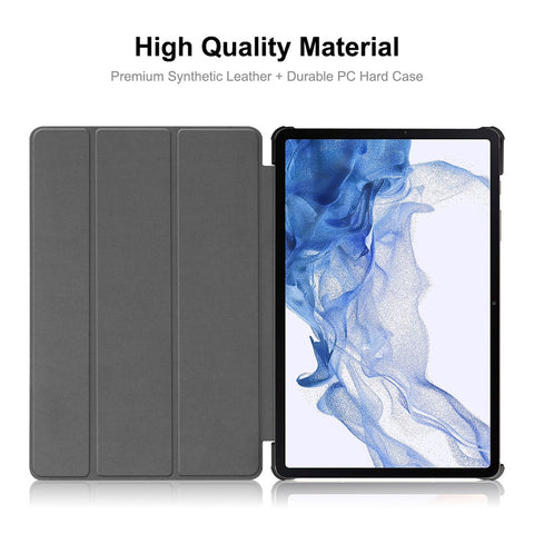ENKAY HAT PRINCE for Samsung Galaxy Tab S8 11-inch Wi-Fi SM-X700/SM-X706 Scratch-resistant Auto Wake/Sleep Function Tri-fold Stand PU Leather + PC Tablet Case Cover