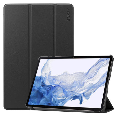 ENKAY HAT PRINCE for Samsung Galaxy Tab S8 11-inch Wi-Fi SM-X700/SM-X706 Scratch-resistant Auto Wake/Sleep Function Tri-fold Stand PU Leather + PC Tablet Case Cover