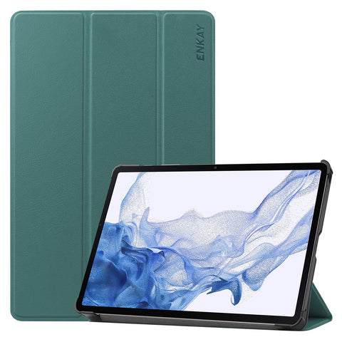ENKAY HAT PRINCE for Samsung Galaxy Tab S8 11-inch Wi-Fi SM-X700/SM-X706 Scratch-resistant Auto Wake/Sleep Function Tri-fold Stand PU Leather + PC Tablet Case Cover