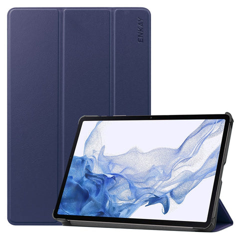 ENKAY HAT PRINCE for Samsung Galaxy Tab S8 11-inch Wi-Fi SM-X700/SM-X706 Scratch-resistant Auto Wake/Sleep Function Tri-fold Stand PU Leather + PC Tablet Case Cover