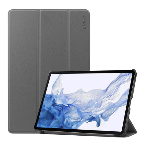 ENKAY HAT PRINCE for Samsung Galaxy Tab S8 11-inch Wi-Fi SM-X700/SM-X706 Scratch-resistant Auto Wake/Sleep Function Tri-fold Stand PU Leather + PC Tablet Case Cover