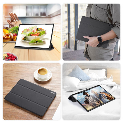DUX DUCIS DOMO Series Trifold Stand Cover for Samsung Galaxy Tab S8 Ultra, Auto Sleep/Wake PU Leather Anti-scratch Case with Pencil Holder