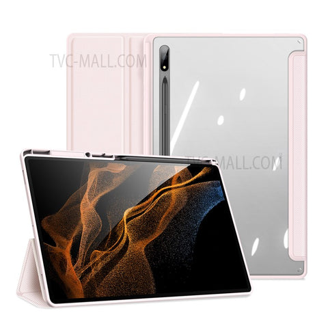 DUX DUCIS TOBY Series for Samsung Galaxy Tab S8 Ultra Tri-fold Stand PU Leather Well-protected Tablet Case