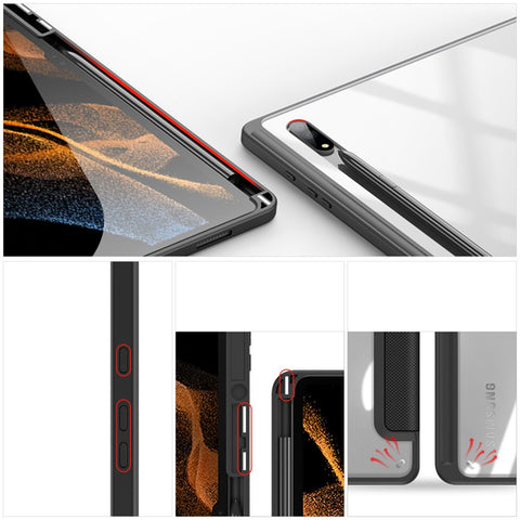 DUX DUCIS TOBY Series for Samsung Galaxy Tab S8 Ultra Tri-fold Stand PU Leather Well-protected Tablet Case