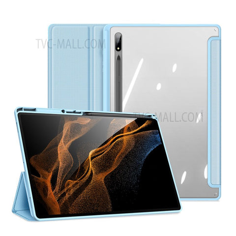 DUX DUCIS TOBY Series for Samsung Galaxy Tab S8 Ultra Tri-fold Stand PU Leather Well-protected Tablet Case