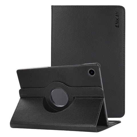 ENKAY HAT PRINCE For Samsung Galaxy Tab A8 10.5 (2021) / (2022) X200 / X205 360-degree Rotating Stand Design Litchi Texture Auto Wake / Sleep Premium PU Leather Tablet Case