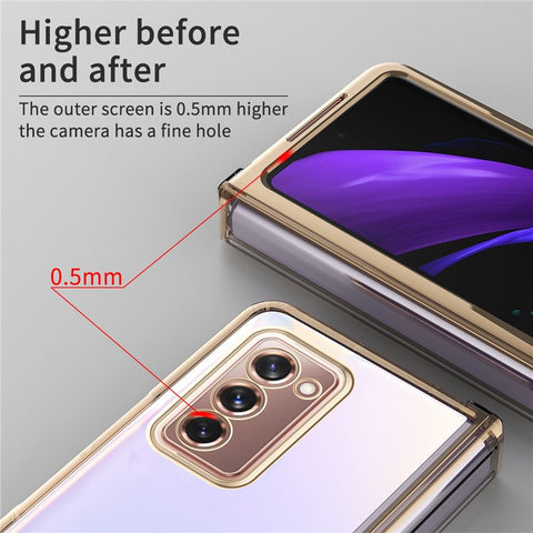 For Samsung Galaxy Z Fold2 5G Anti-fall Electroplating Transparent PC Phone Case Detachable Hinge Design Shockproof Phone Shell