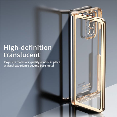 For Samsung Galaxy Z Fold2 5G Anti-fall Electroplating Transparent PC Phone Case Detachable Hinge Design Shockproof Phone Shell