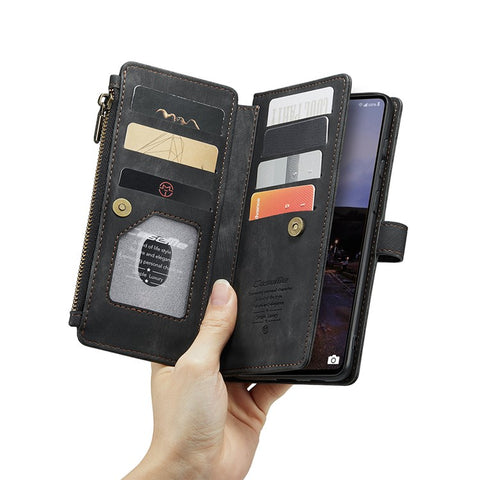 For Samsung Galaxy A33 5G Phone Cases with Strap CASEME C30 Zipper Multiple Card Holder PU Leather Cover