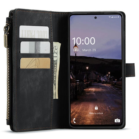 For Samsung Galaxy A33 5G Phone Cases with Strap CASEME C30 Zipper Multiple Card Holder PU Leather Cover