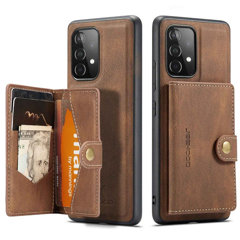 JEEHOOD For Samsung Galaxy A33 5G Leather Coated TPU Phone Case Detachable 2-in-1 Wallet Kickstand Design Protective Shell