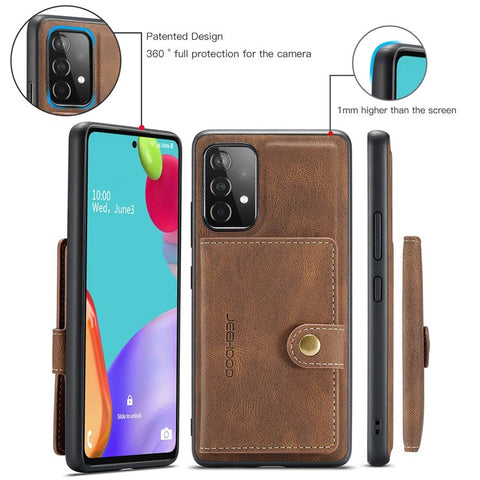 JEEHOOD For Samsung Galaxy A33 5G Leather Coated TPU Phone Case Detachable 2-in-1 Wallet Kickstand Design Protective Shell