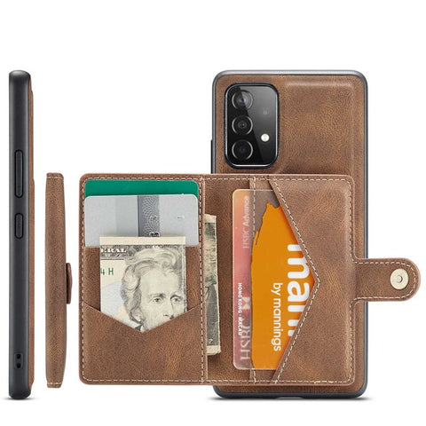 JEEHOOD For Samsung Galaxy A33 5G Leather Coated TPU Phone Case Detachable 2-in-1 Wallet Kickstand Design Protective Shell