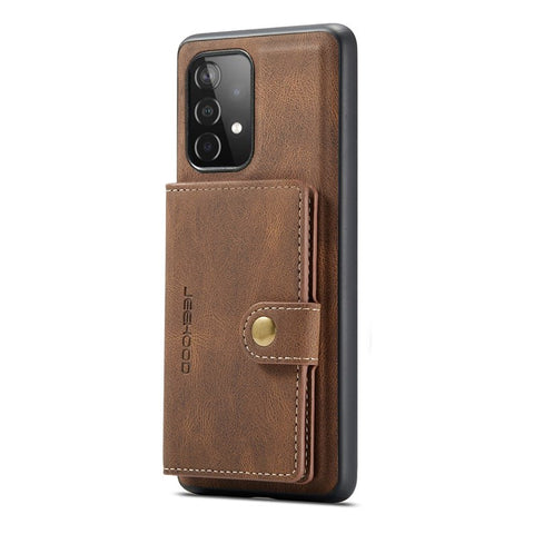 JEEHOOD For Samsung Galaxy A33 5G Leather Coated TPU Phone Case Detachable 2-in-1 Wallet Kickstand Design Protective Shell