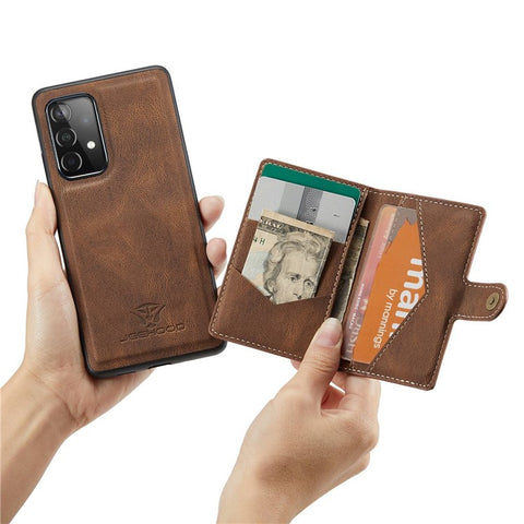 JEEHOOD For Samsung Galaxy A33 5G Leather Coated TPU Phone Case Detachable 2-in-1 Wallet Kickstand Design Protective Shell