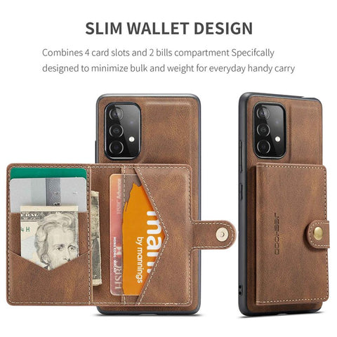 JEEHOOD For Samsung Galaxy A33 5G Leather Coated TPU Phone Case Detachable 2-in-1 Wallet Kickstand Design Protective Shell