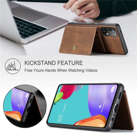JEEHOOD For Samsung Galaxy A33 5G Leather Coated TPU Phone Case Detachable 2-in-1 Wallet Kickstand Design Protective Shell