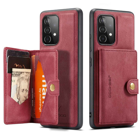 JEEHOOD For Samsung Galaxy A33 5G Leather Coated TPU Phone Case Detachable 2-in-1 Wallet Kickstand Design Protective Shell