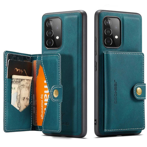 JEEHOOD For Samsung Galaxy A33 5G Leather Coated TPU Phone Case Detachable 2-in-1 Wallet Kickstand Design Protective Shell