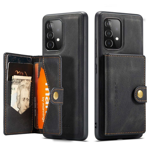 JEEHOOD For Samsung Galaxy A33 5G Leather Coated TPU Phone Case Detachable 2-in-1 Wallet Kickstand Design Protective Shell