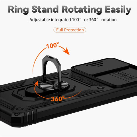 For Samsung Galaxy S20 FE 2022/S20 FE 4G/FE 5G/S20 Lite Slide Camera Protector PC + TPU Case Drop-resistant Kickstand Phone Shell