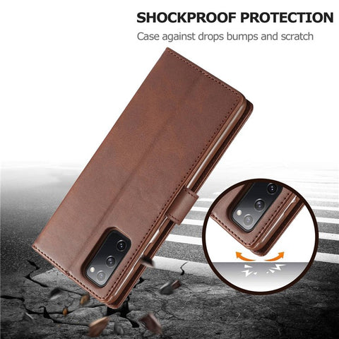LC.IMEEKE For Samsung Galaxy M52 5G Textured PU Leather Cover Drop-proof Stand Wallet Protective Phone Case