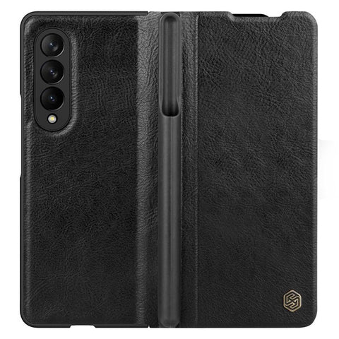 NILLKIN Qin Series for Samsung Galaxy Z Fold3 5G Pen Holder Leather Case Folio Flip Anti-Fall Cover