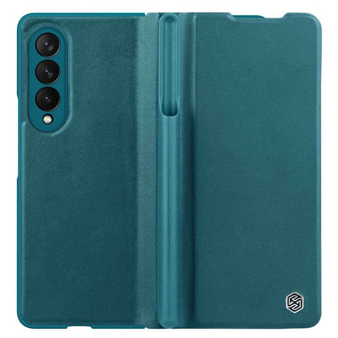 NILLKIN Qin Series for Samsung Galaxy Z Fold3 5G Pen Holder Leather Case Folio Flip Anti-Fall Cover