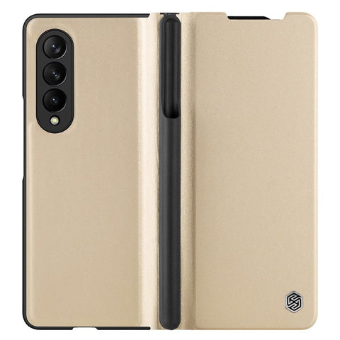 NILLKIN Qin Series for Samsung Galaxy Z Fold3 5G Pen Holder Leather Case Folio Flip Anti-Fall Cover