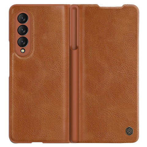 NILLKIN Qin Series for Samsung Galaxy Z Fold3 5G Pen Holder Leather Case Folio Flip Anti-Fall Cover