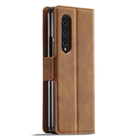 FORWENW for Samsung Galaxy Z Fold3 5G Fantasy Series Skin-touch PU Leather Well-protected Cover Anti-drop Cell Phone Stand Wallet Case