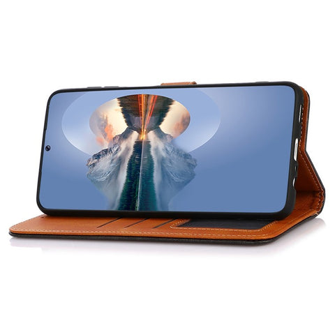 KHAZNEH for Samsung Galaxy M53 5G Dual Color Leather Flip Wallet Phone Case Secure Magnetic Closure Plus Stand Function Folio Cover