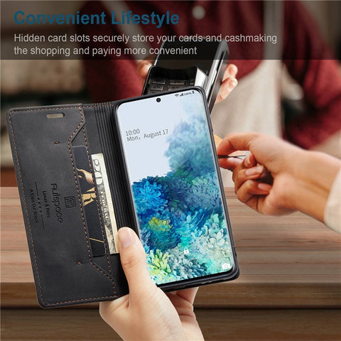 AUTSPACE A01 Series for Samsung Galaxy S20 Plus 4G/5G PU Leather Case RFID Blocking Wallet Flip Stand Cover
