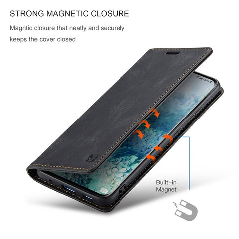 AUTSPACE A01 Series for Samsung Galaxy S20 Plus 4G/5G PU Leather Case RFID Blocking Wallet Flip Stand Cover