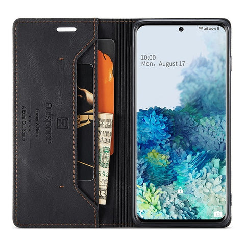 AUTSPACE A01 Series for Samsung Galaxy S20 Plus 4G/5G PU Leather Case RFID Blocking Wallet Flip Stand Cover