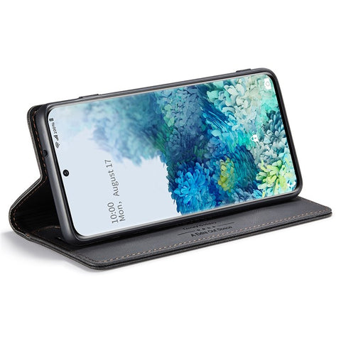 AUTSPACE A01 Series for Samsung Galaxy S20 Plus 4G/5G PU Leather Case RFID Blocking Wallet Flip Stand Cover