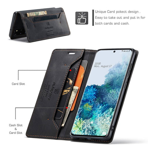 AUTSPACE A01 Series for Samsung Galaxy S20 Plus 4G/5G PU Leather Case RFID Blocking Wallet Flip Stand Cover