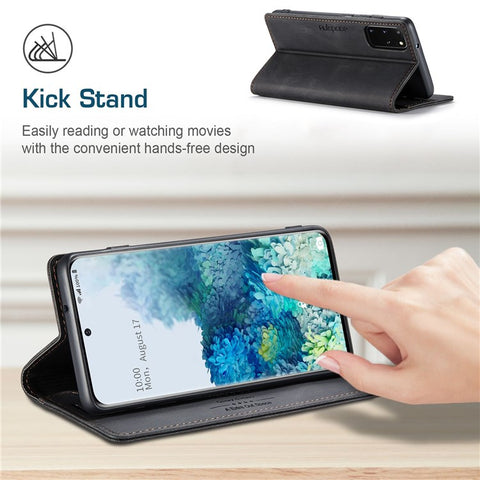 AUTSPACE A01 Series for Samsung Galaxy S20 Plus 4G/5G PU Leather Case RFID Blocking Wallet Flip Stand Cover