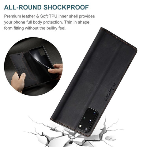 AUTSPACE A01 Series for Samsung Galaxy S20 Plus 4G/5G PU Leather Case RFID Blocking Wallet Flip Stand Cover