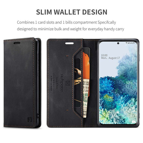 AUTSPACE A01 Series for Samsung Galaxy S20 Plus 4G/5G PU Leather Case RFID Blocking Wallet Flip Stand Cover