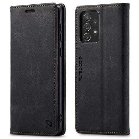 AUTSPACE A01 Series for Samsung Galaxy A33 5G PU Leather Case RFID Blocking Vintage Wallet Stand Flip Cover