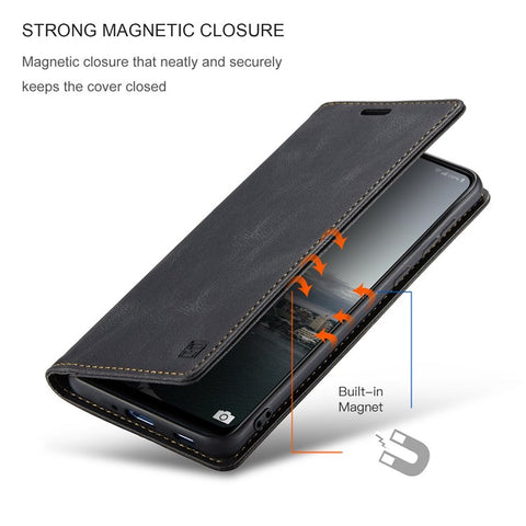 AUTSPACE A01 Series for Samsung Galaxy A33 5G PU Leather Case RFID Blocking Vintage Wallet Stand Flip Cover