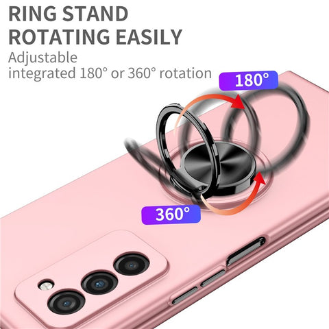 For Samsung Galaxy Z Fold2 5G Anti-scratch Hard PC Rotating Metal Ring Kickstand Phone Case Folding Shockproof Cover