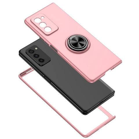 For Samsung Galaxy Z Fold2 5G Anti-scratch Hard PC Rotating Metal Ring Kickstand Phone Case Folding Shockproof Cover