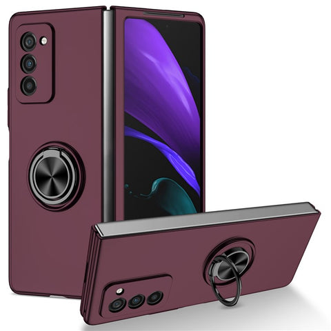 For Samsung Galaxy Z Fold2 5G Anti-scratch Hard PC Rotating Metal Ring Kickstand Phone Case Folding Shockproof Cover