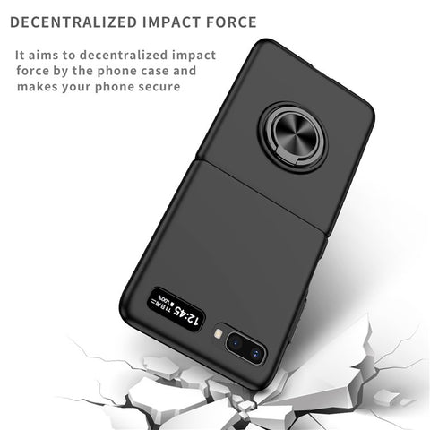 For Samsung Galaxy Z Flip 5G Hard PC Folding Mobile Phone Case Rotatable Metal Ring Kickstand Anti-fall Shell