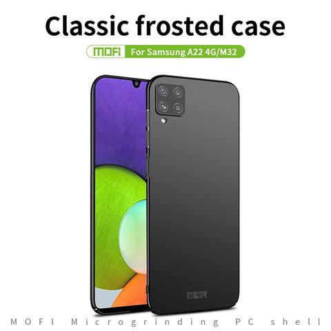 MOFI JK PC Series-1 Shield for Samsung Galaxy A22 4G (EU Version)/M22 Hard PC Ultra-Thin Cover Secure Grip Coated Non-Slip Matte Surface Camera Protection Phone Case with Strap