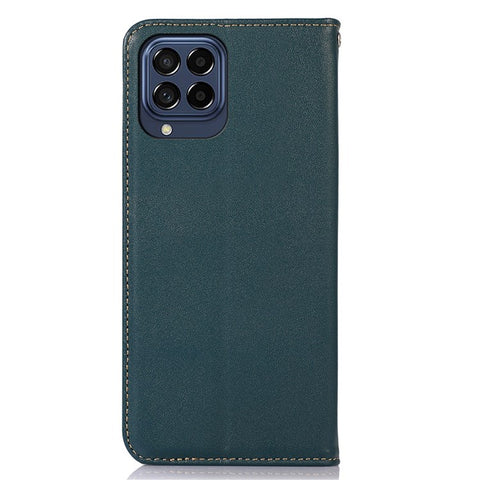 KHAZNEH for Samsung Galaxy M53 5G Genuine Cowhide Leather Case Nappa Texture Flip Stand Magnetic Absorption Wallet Cover