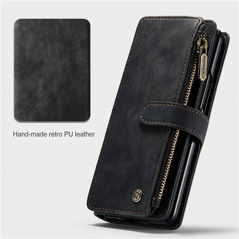 For Samsung Galaxy Z Fold3 5G Phone Cases with Strap CASEME C30 Zipper Multiple Card Holder PU Leather Cover